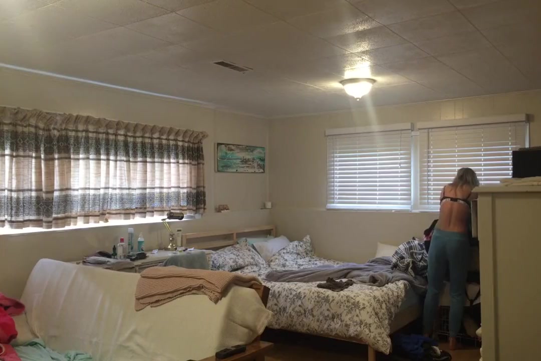 EPIC spy! Dumb slut young Step sister spied undressing after school