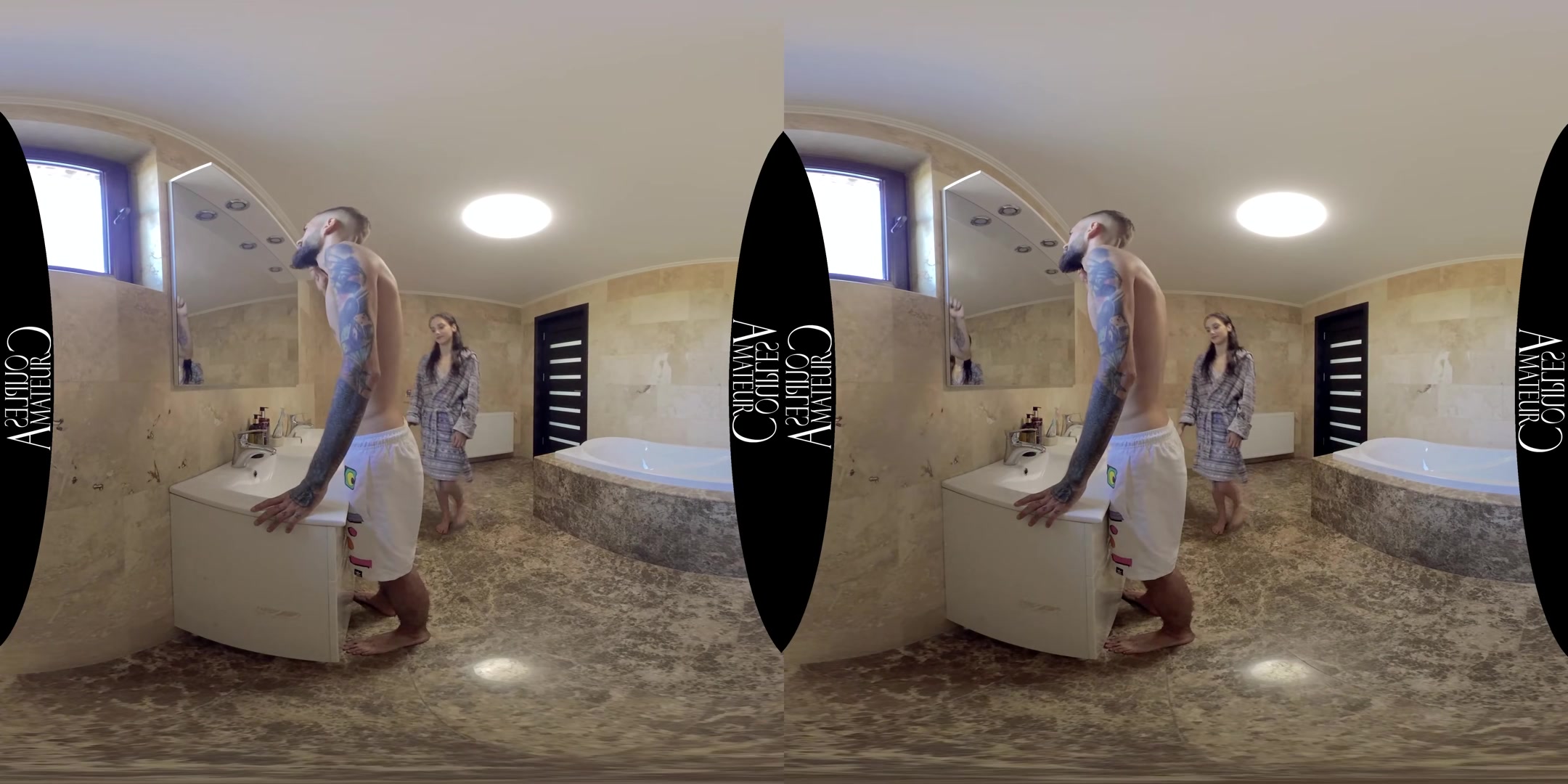 Skinny Brunette Morning Bathroom Sex - AmateurCouplesVR