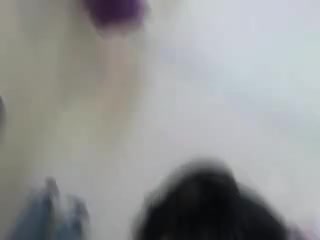 Tiny tattooed emo girl bathing and drying her hair naked