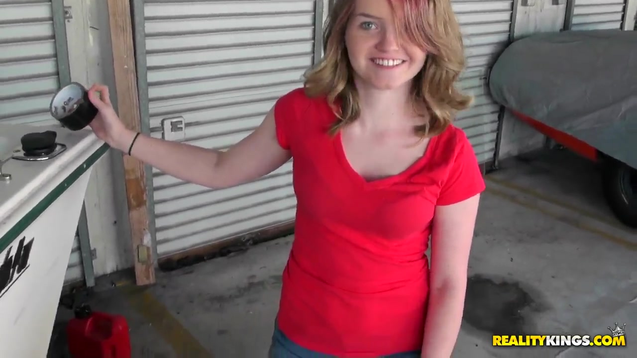 teen 18+ cutie sucking a cock for money in the garage