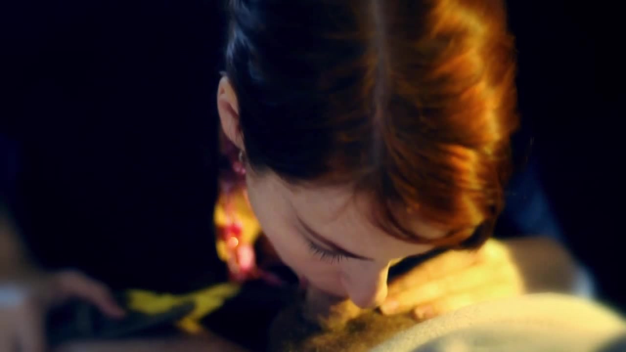 Hot brunette does blowjob and licks all the tasty cum