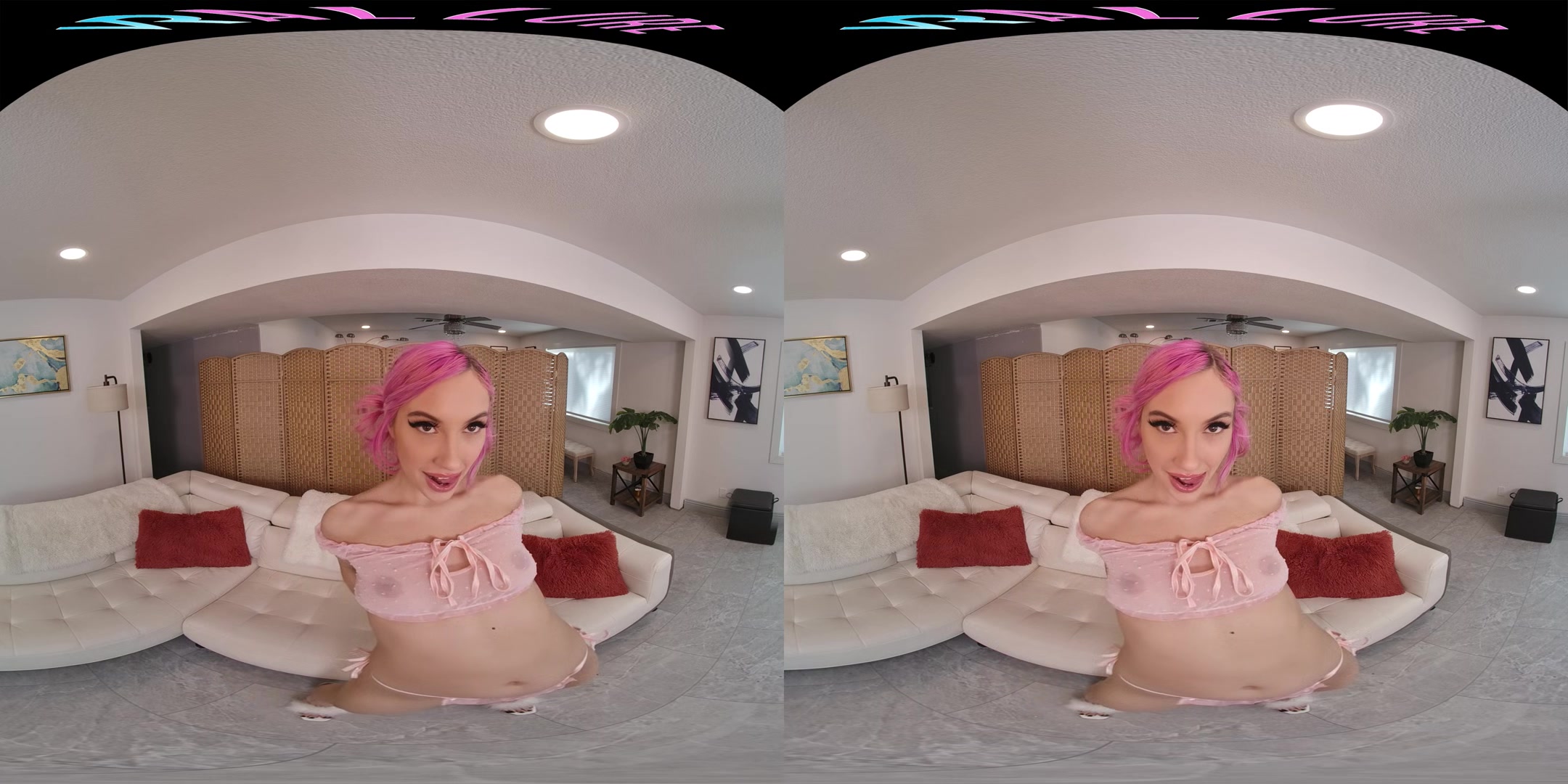 Petite babe puts on a show for you in virtual reality