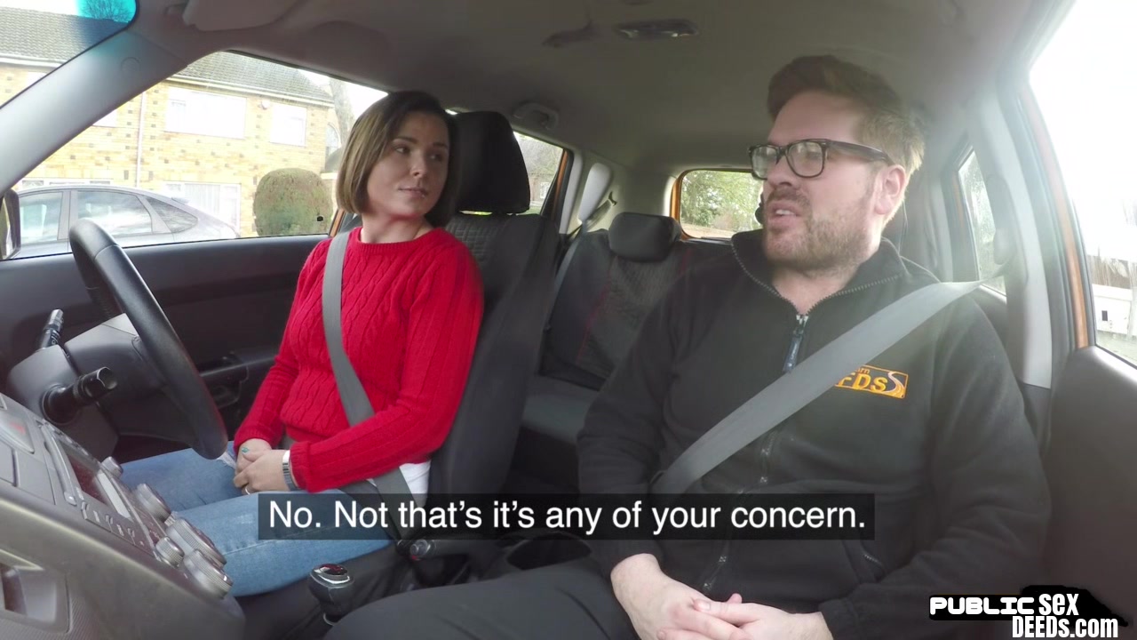 Big titted brunette fucked by instructor in the car in POV