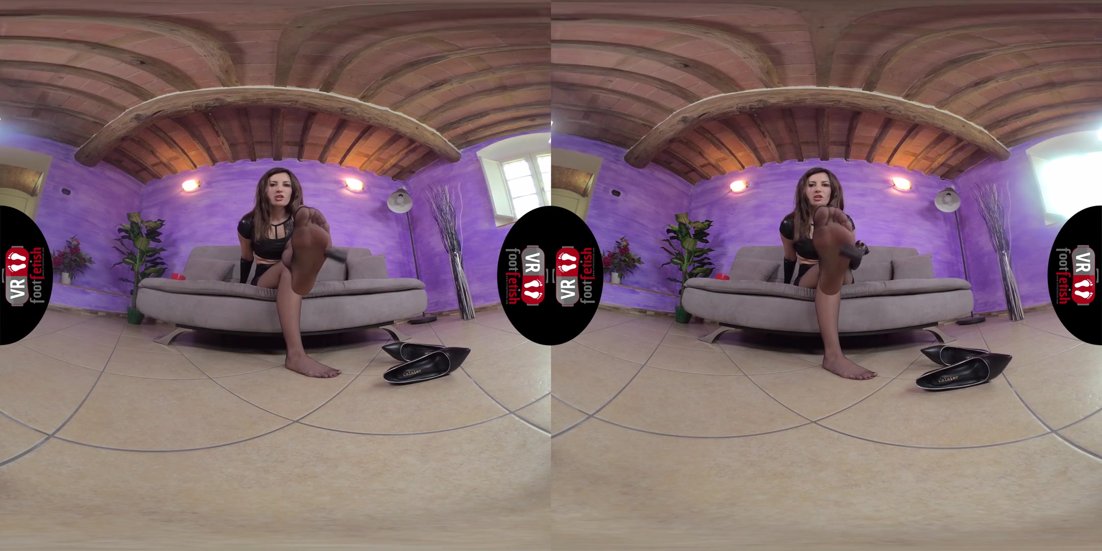 Sassy Dominatrix Lilian Teases You With Her Stockinged Feet - Foot Fetish VR Solo