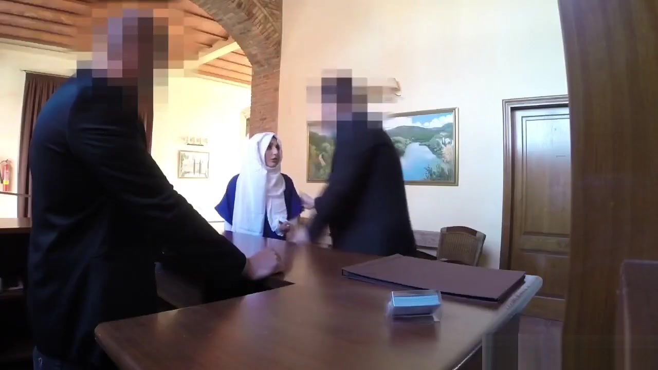 Arab cutie with hot natural tits wears hijab and gets pussy smashed