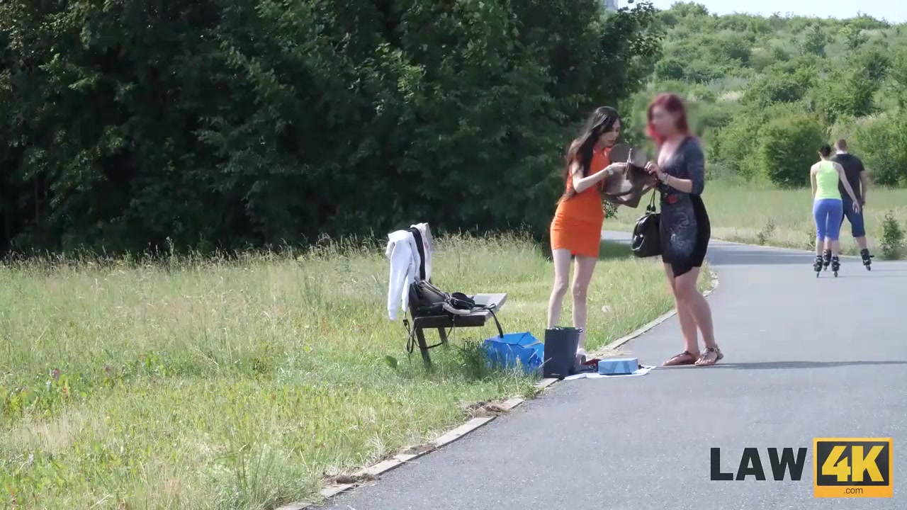 LAW4k. teen 18+ babe with black hair receives hard pricks of cops in twat