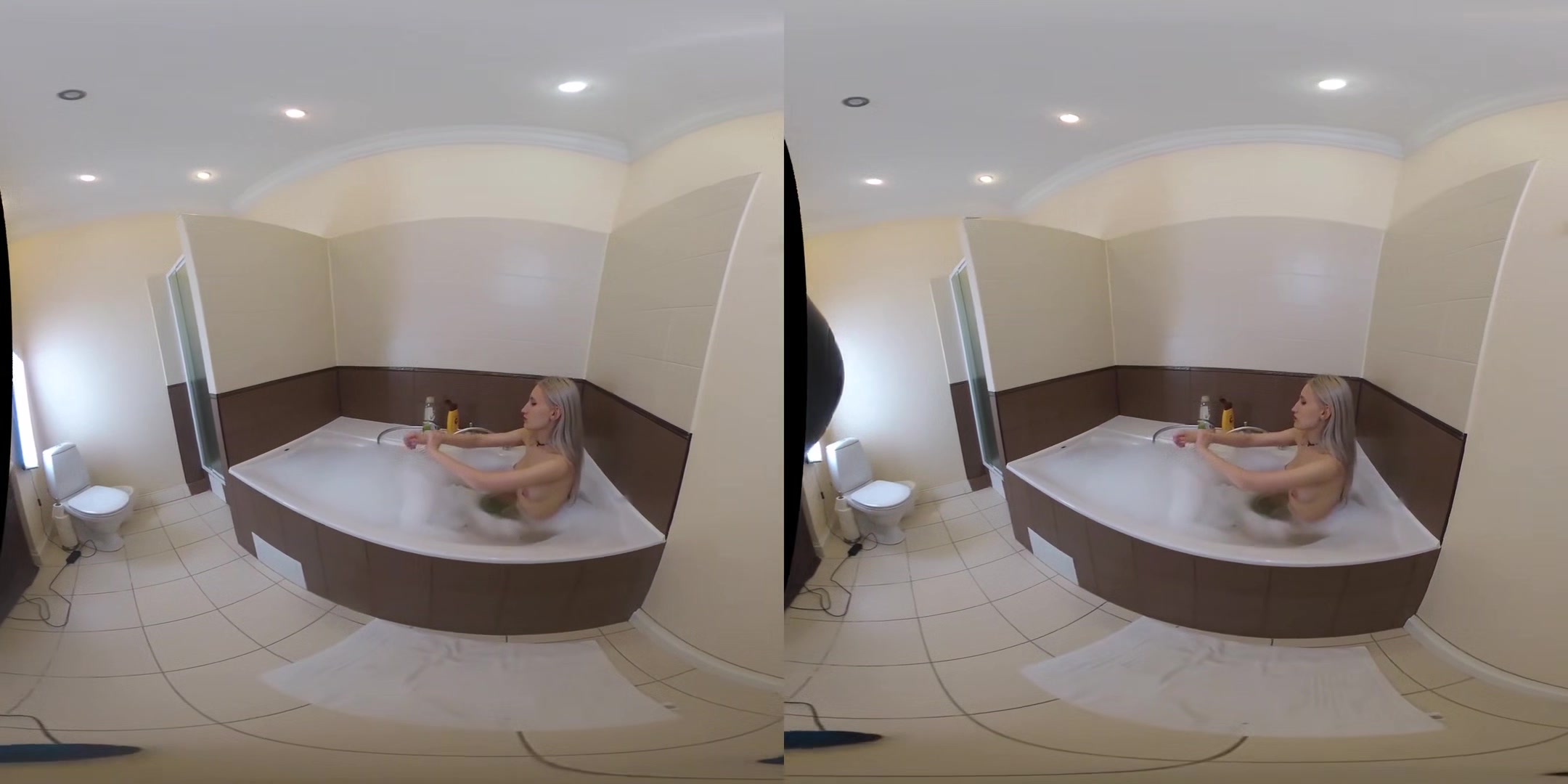 Blonde In Bathroom With Toy