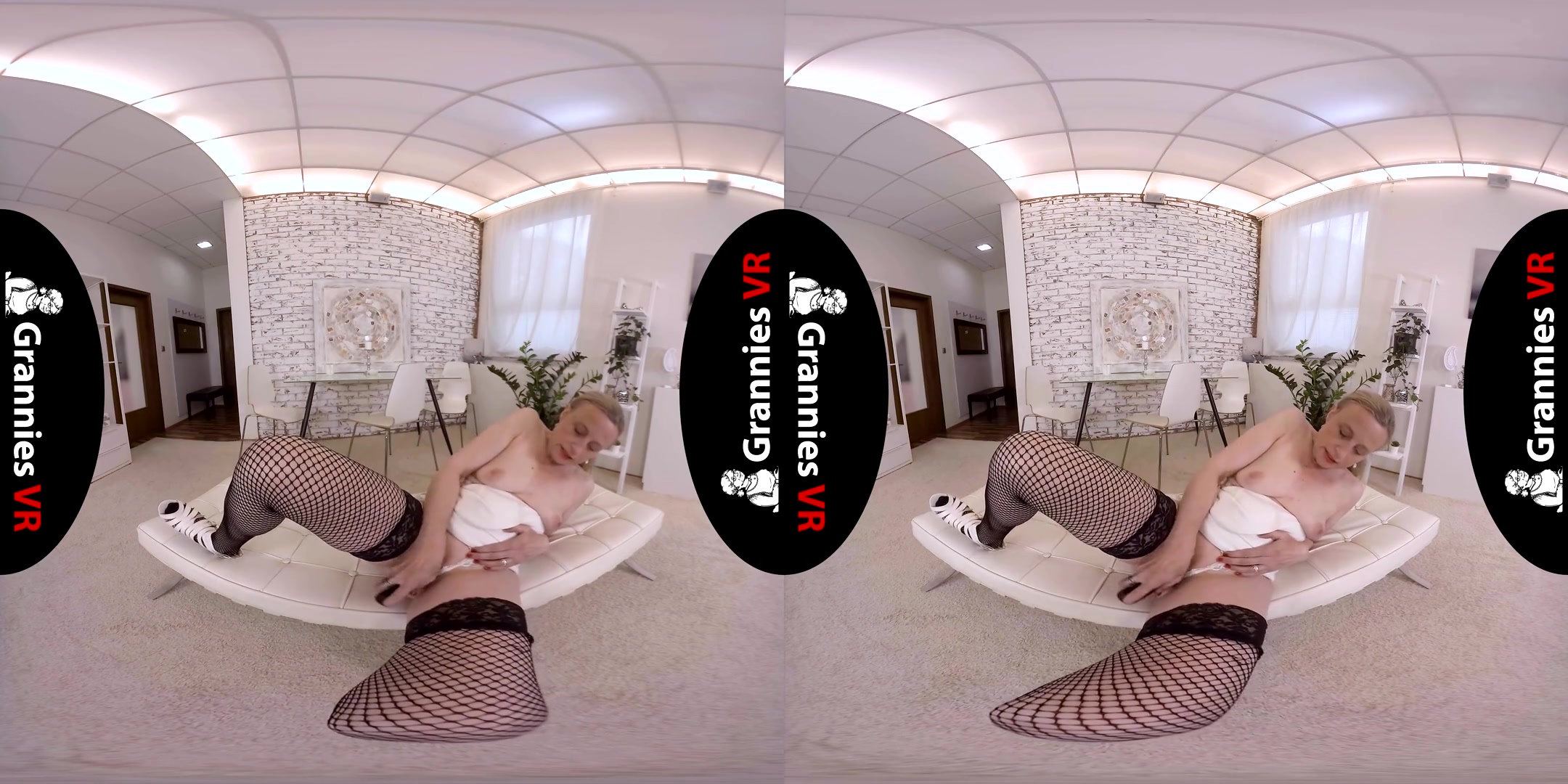 Granny Andrea - Solo in Fishnet Stockings; Gilf in Lingerie Solo with a Toy