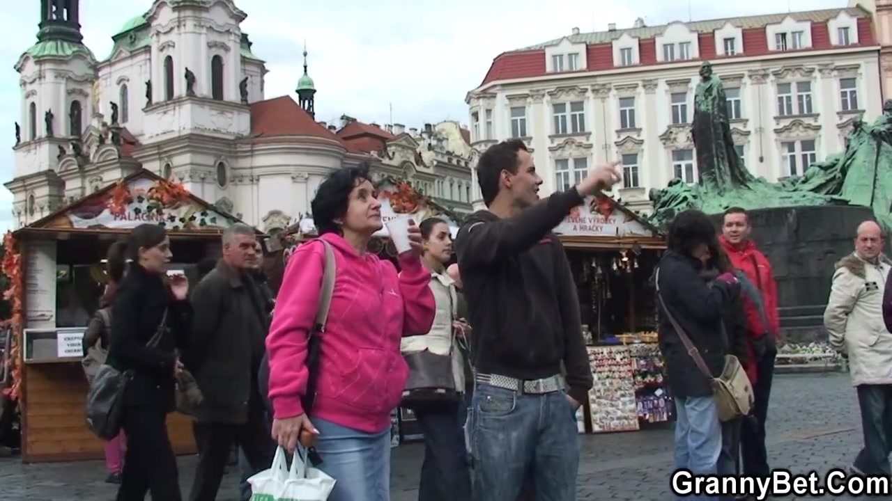 Old Tourist Granny Picked Up And Fucked By Kinky Boy