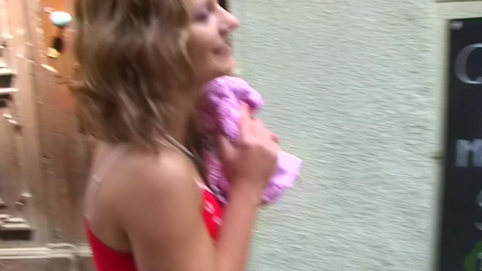 Slutty minx rides cock on an empty public road