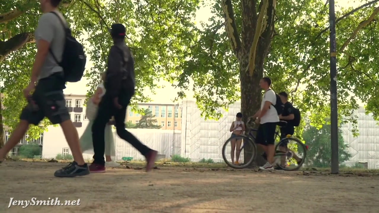 Jeny Smith walks the streets naked with only painted pants