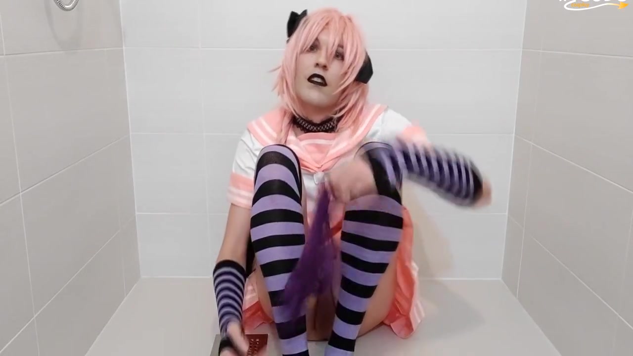 Leona In Astolfo Cosplay Shows Her Ass And Rides Anal Dildo Until Cum