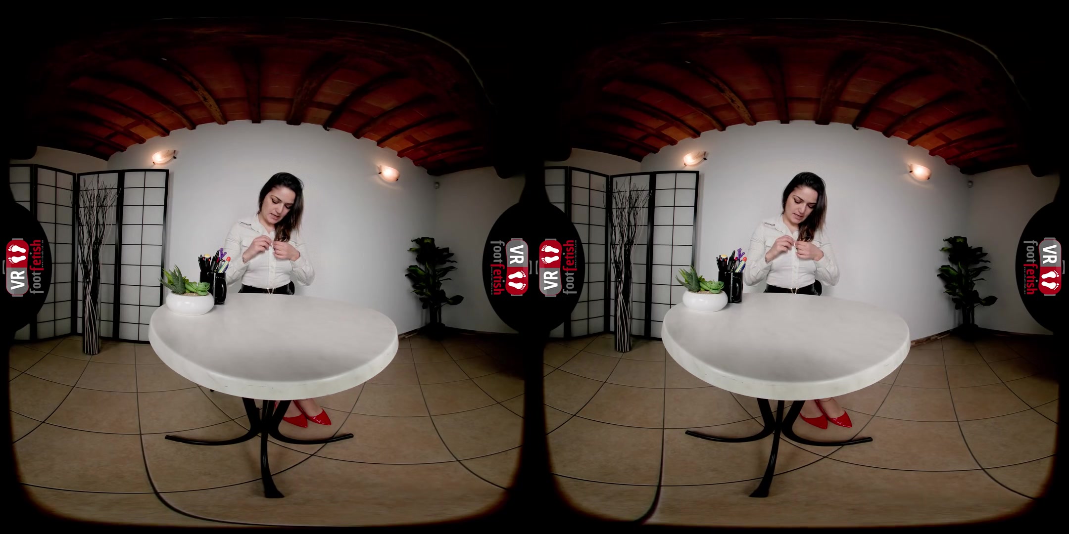 Lustful Brunette Transforms Her Interview Into A Provocative Foot Show And Self-Pleasure