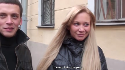 Blond sucks in the porch