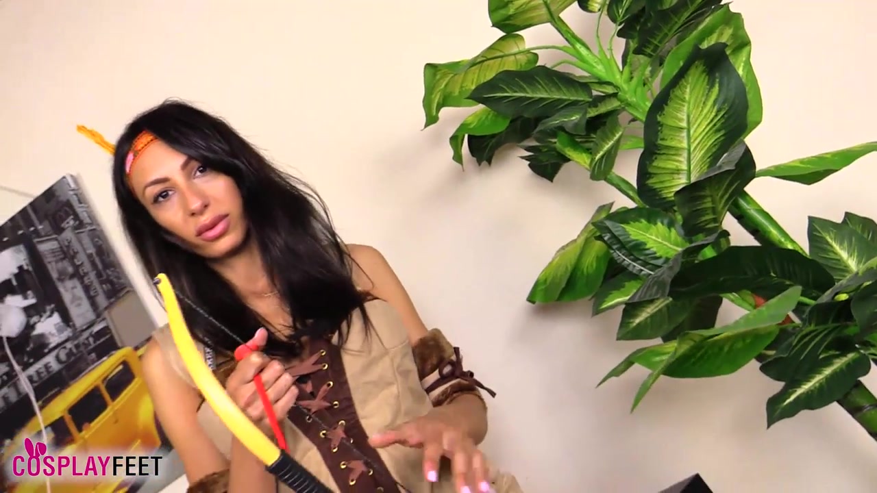 Super-hot Daniela dressed in an Indian cosplay costume and nude legs