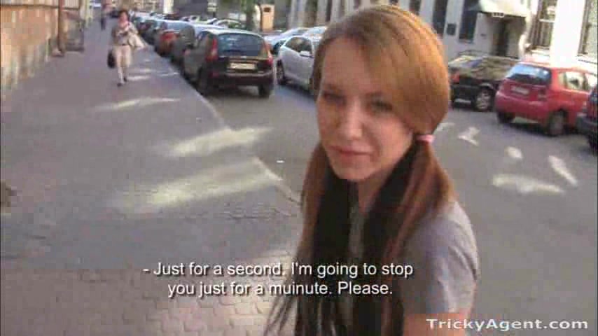 Pig-tailed cutie came to a casting for a porn movie