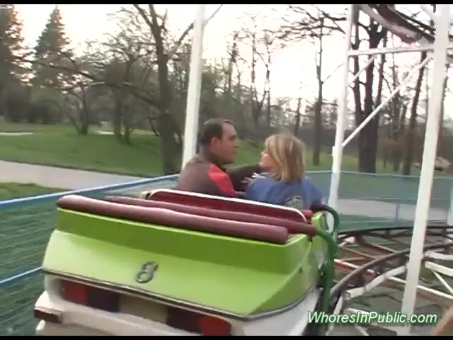 Cute Chick Rides Tool in Fun Park