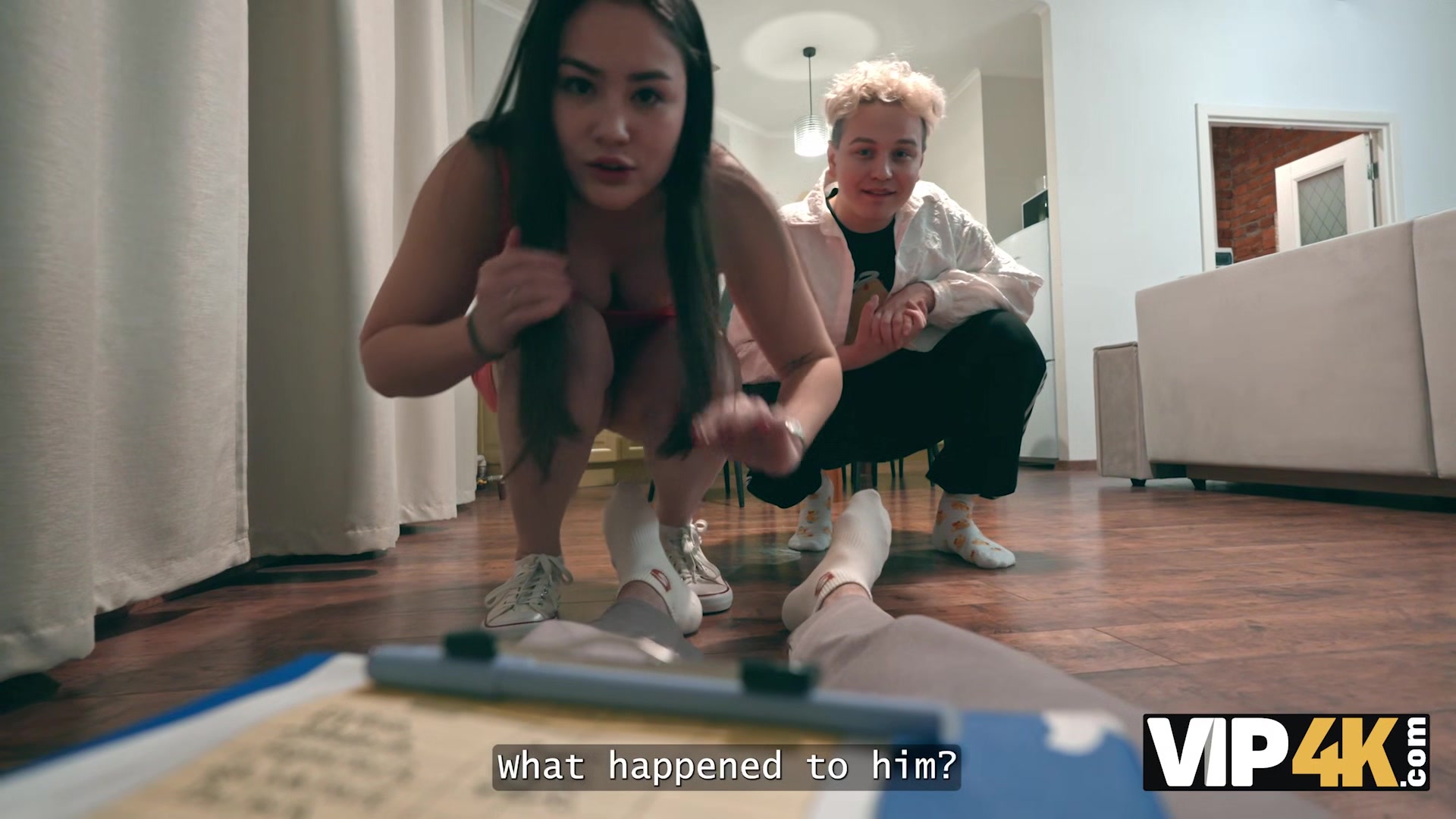VIP4K. Slutty debtor with natural small tits paying her debt with her tight pussy and asshole
