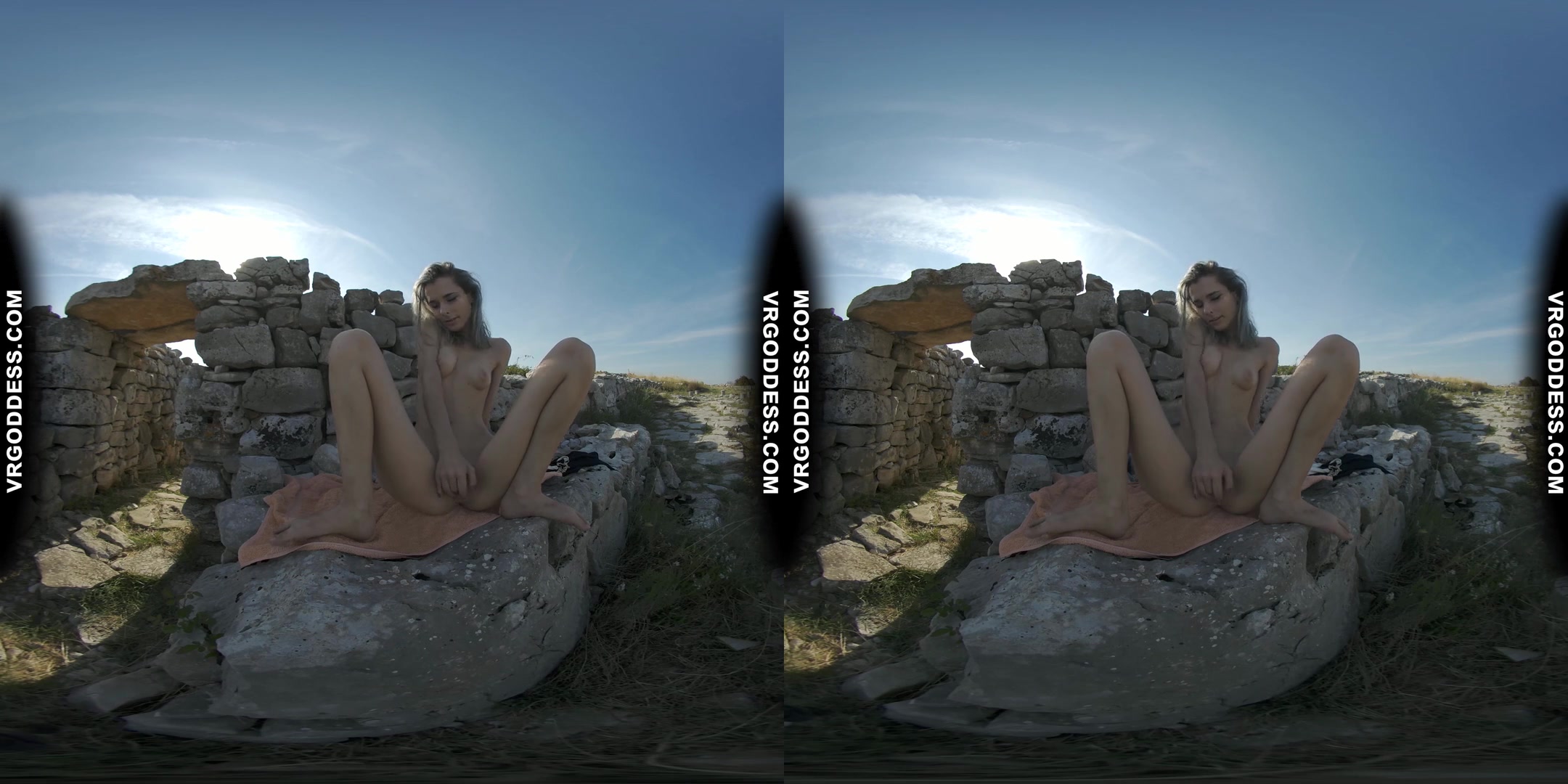 Poppy Risky Public Masturbation In Ancient Ruins On Vacation And Getting Caught By Tourists
