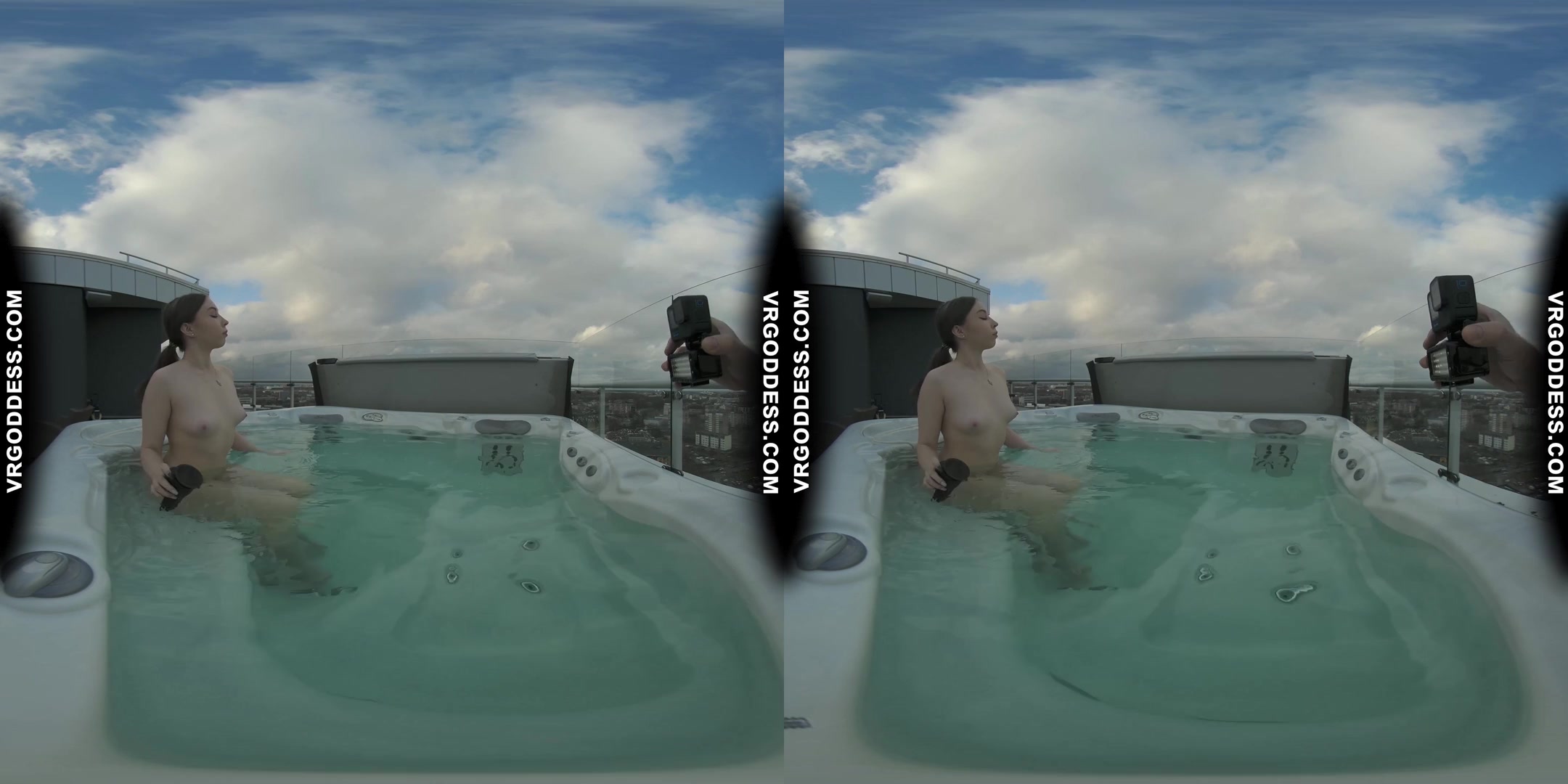 Behind The Scenes Filming Pretty Lika Rooftop Jacuzzi Dildo Masturbating