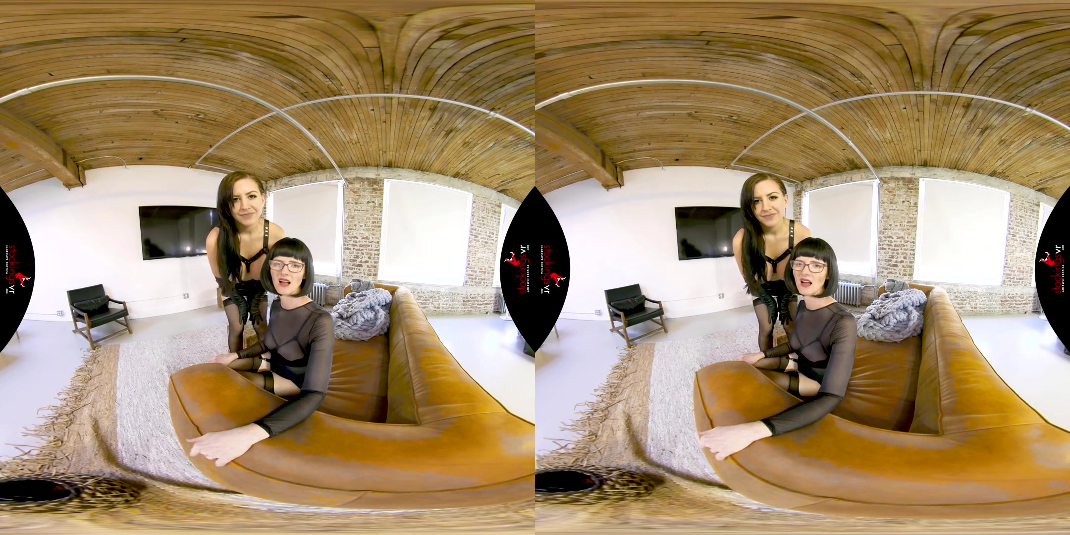 Back In Black the Stocking Girls Julia with Tindra Frost, the Scottish Milf - Lesbian Leg Fetish and Stockings Amateur VR Video
