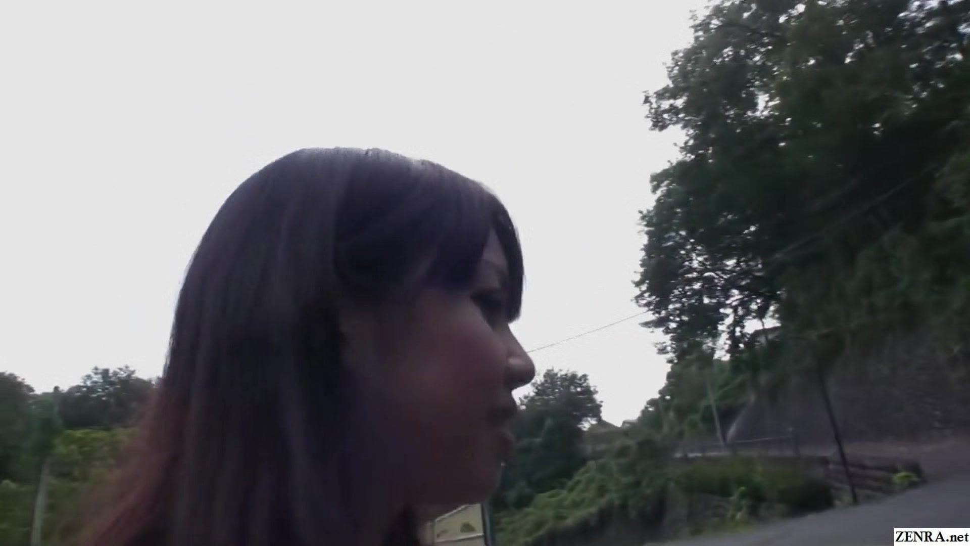 Skinny Japanese teen 18+ takes a stark naked walk outside