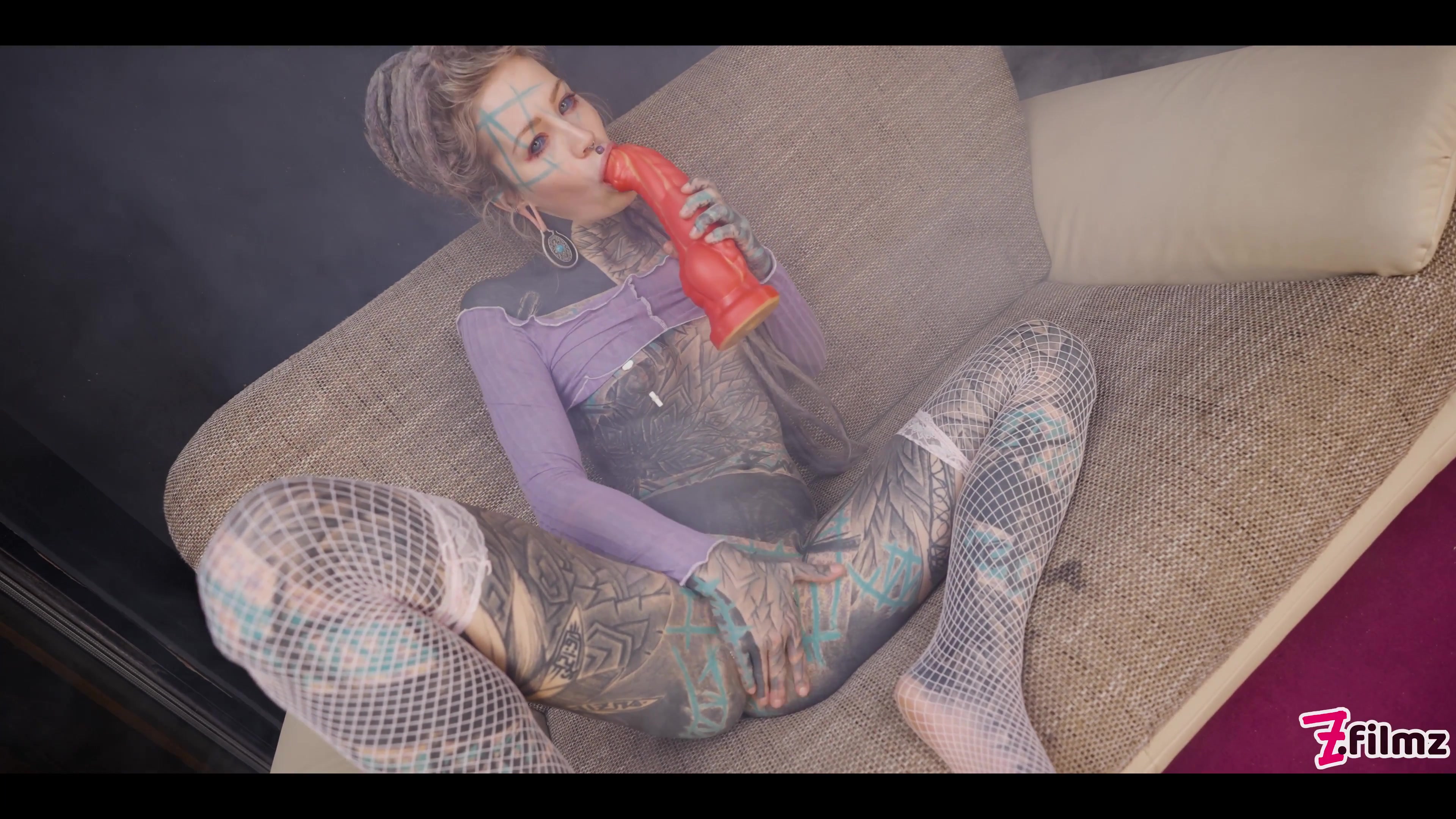 Tattoo Girl Get Ass Fucked With Machine - Dp, Gape, Anal, Prolapse, Real Orgasm
