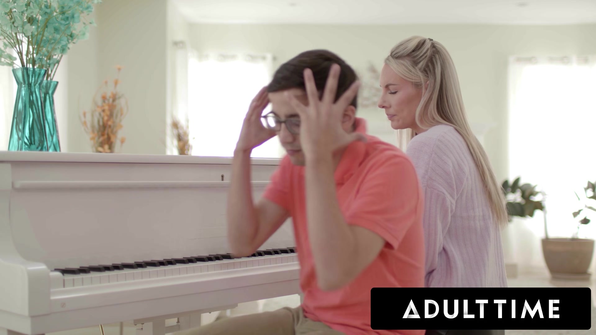 ADULT TIME - Nerdy teen 18+ Jizzes All Over His MILF Piano Teacher Bunny Madison's Perfect Titties!