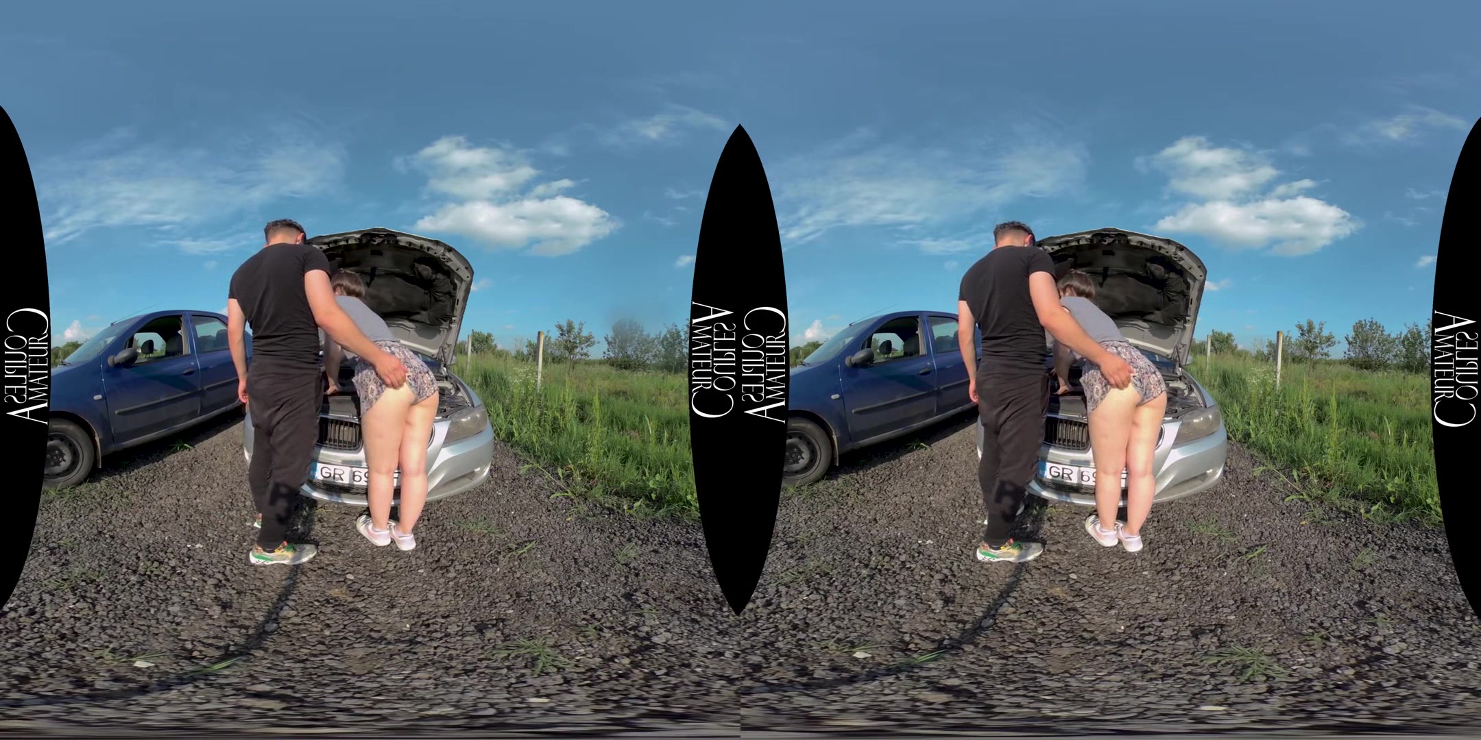 Fix my car and Fuck my pussy; Outdoor Sex with Amateur Couple
