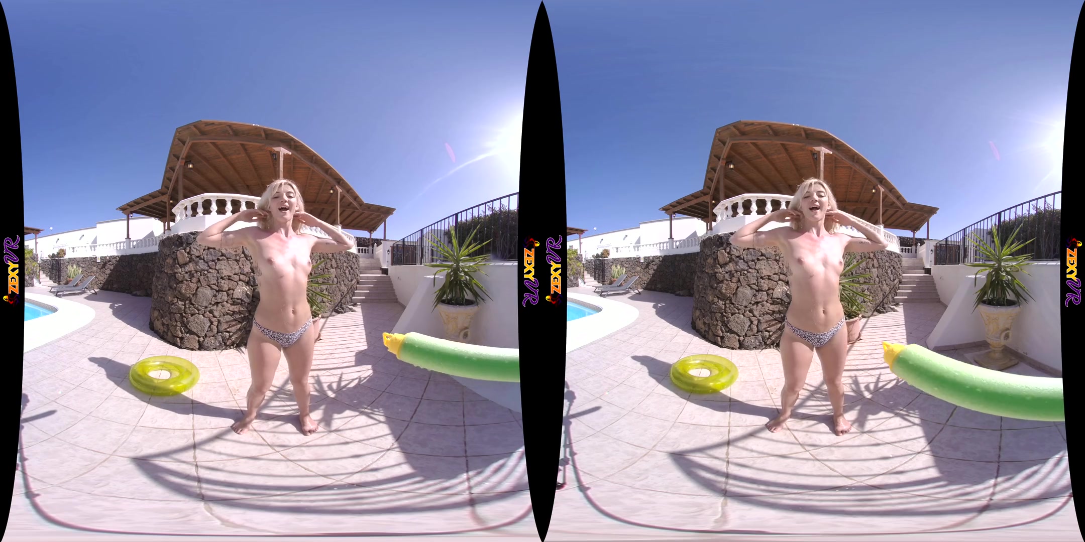 Water Pistol; solo striptease water pool outdoors bikini