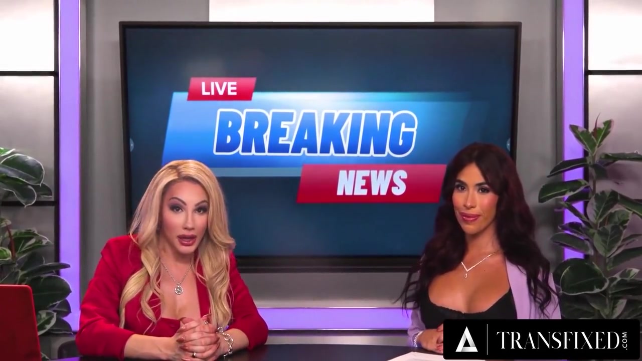 Two News Anchors Trans Get Fucked During Their Live Broadcast By Her Hot Producer - Ariel Demure And Avery Lust