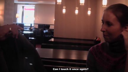 Hotty sucks for cash in a restaurant