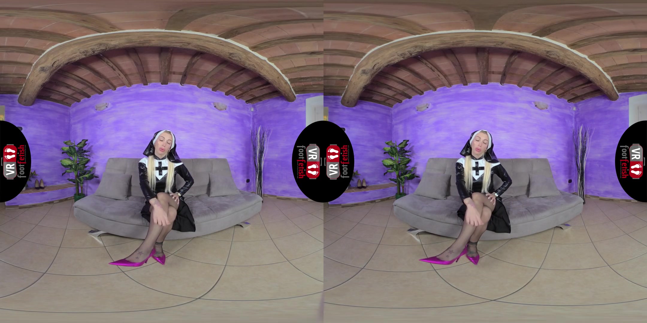 Naughty nun ElisГЁ Stimulates Her Pussy With A Purple Vibrator - Cosplay Solo VR Porn Foot Fetish