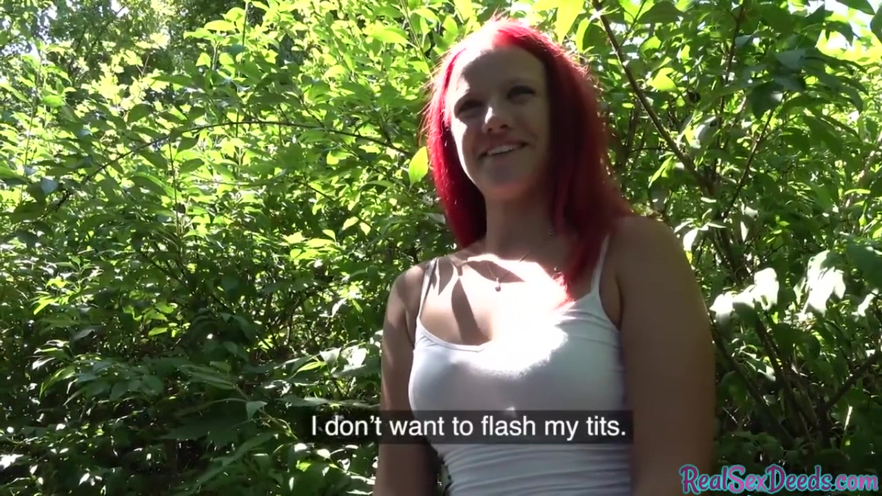 Busty redhead euro publicly fucking in kinky couple