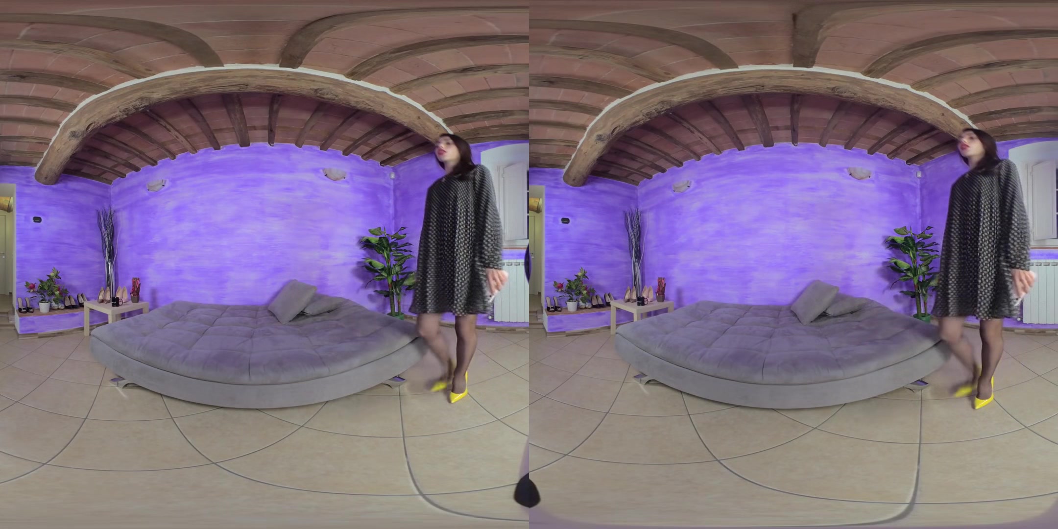 Sexy Petra's Delicious Feet In Yellow Pointed - Toe Stilettos; Seductive Leg Fetish VR Video