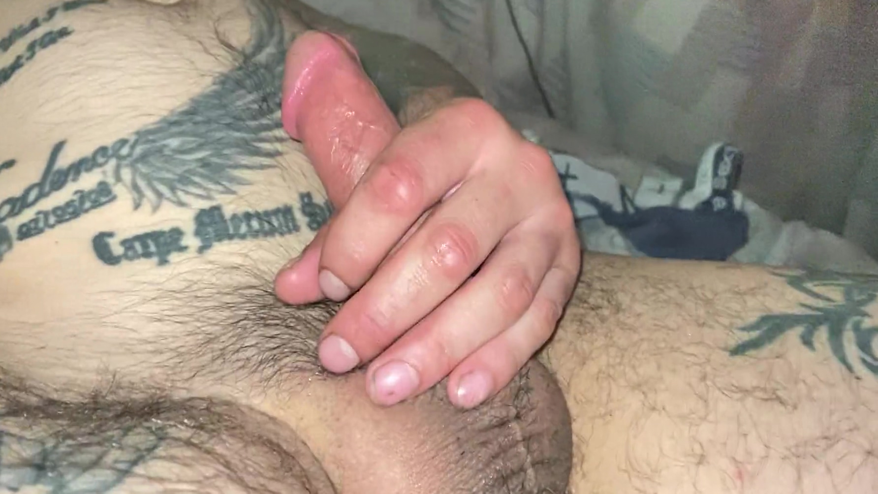 Pov Stroking My Nice Cock With Big Dildo In Ass And Cumshot Onto Chest