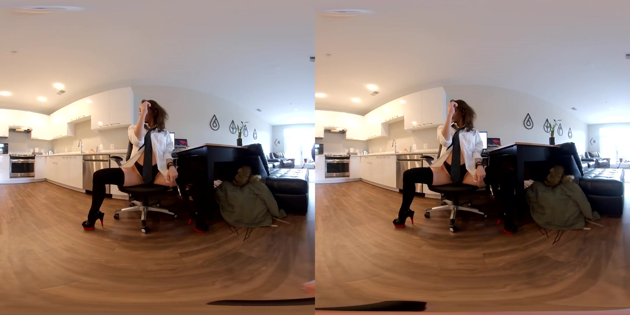 Office - Solo Model Nylons Striptease - SexLikeReal
