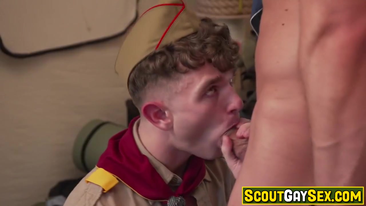 Struggling To Swallow Huge Cock! Boy Scout Taking The Pledge!