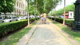Tourist chick gets picked up and Fucked Deep after eating a Banana