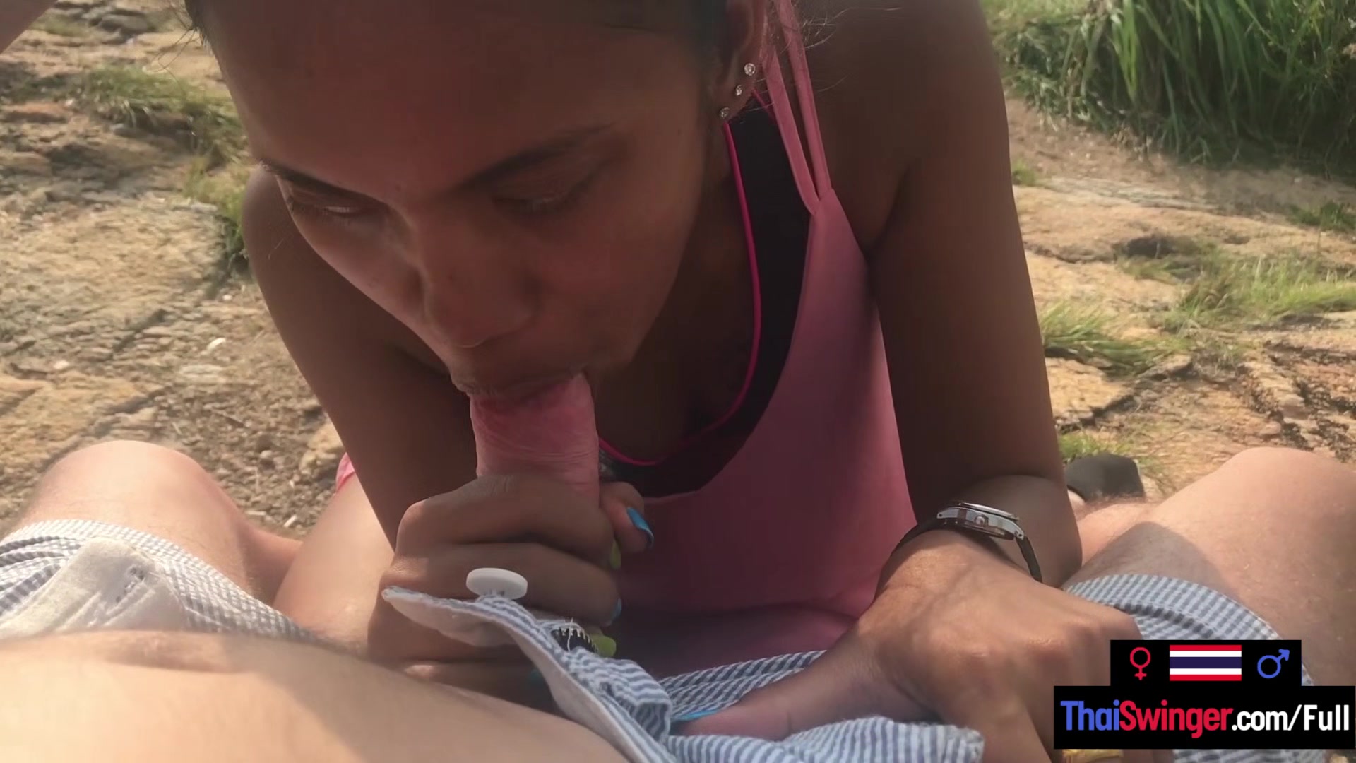 Public blowjob from Thai teen 18+ girlfriend who finished it off at home