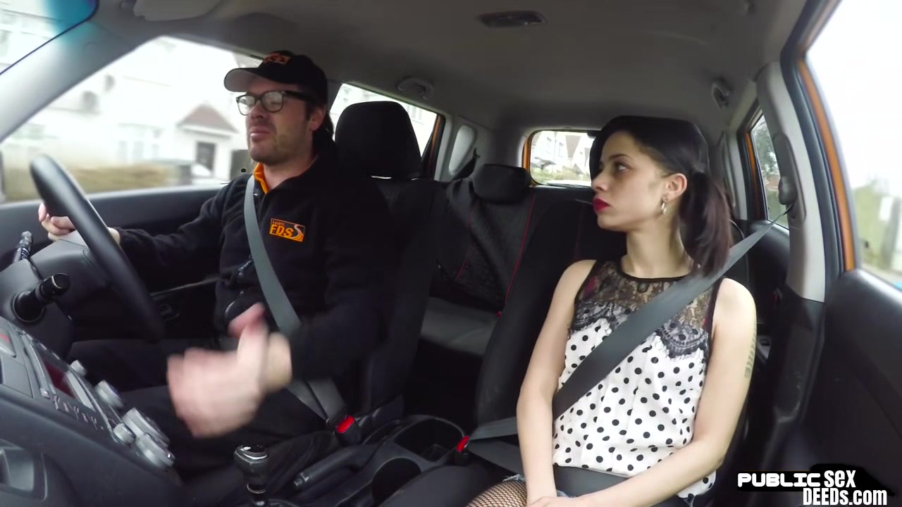 Petite ink slut public fucked in car outdoor by drive tutor