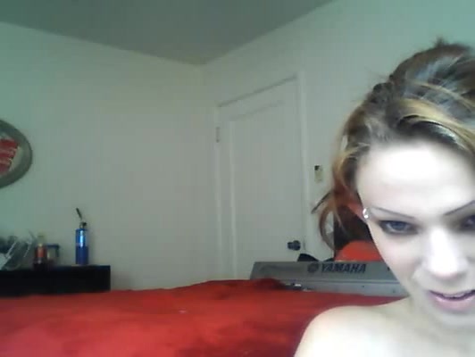 Brown-haired girl invited a special guest for her webcam show