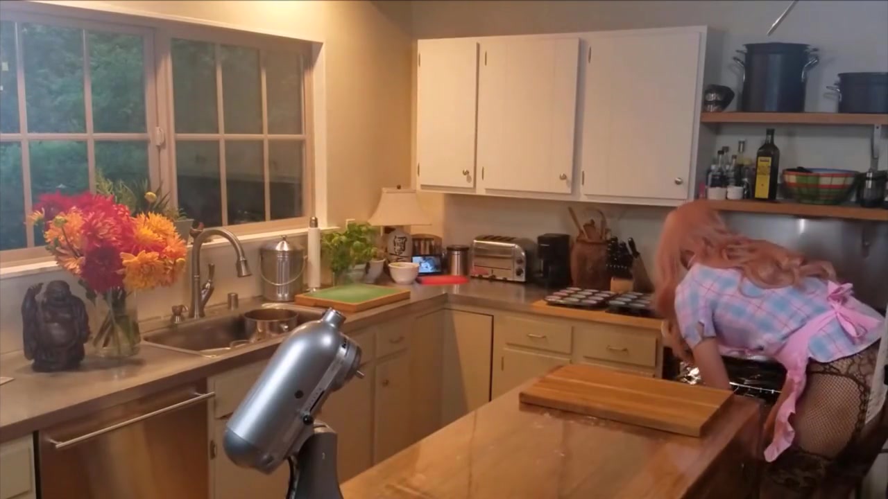 Crossdressed Sissy Baking Cupcakes rides bad dragon