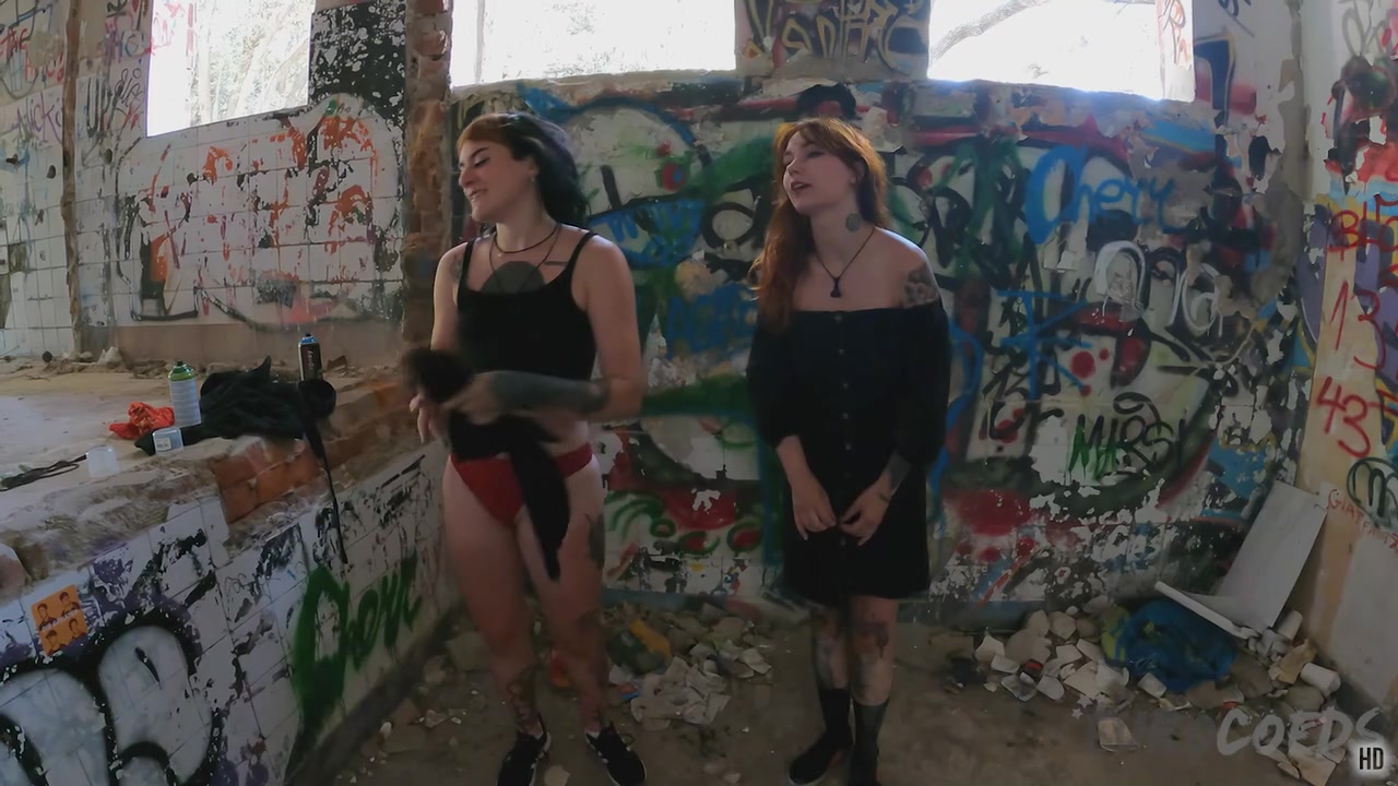 Brille And Cheri Tagging Graffiti Nude While On Vacation And Laying On A Topless Beach