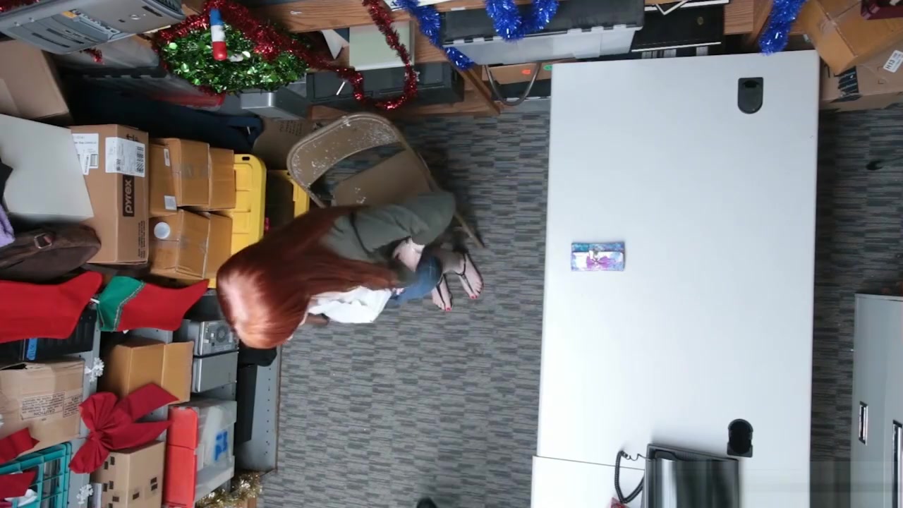 Redhead teen 18+ shop thief caught and fucked by security