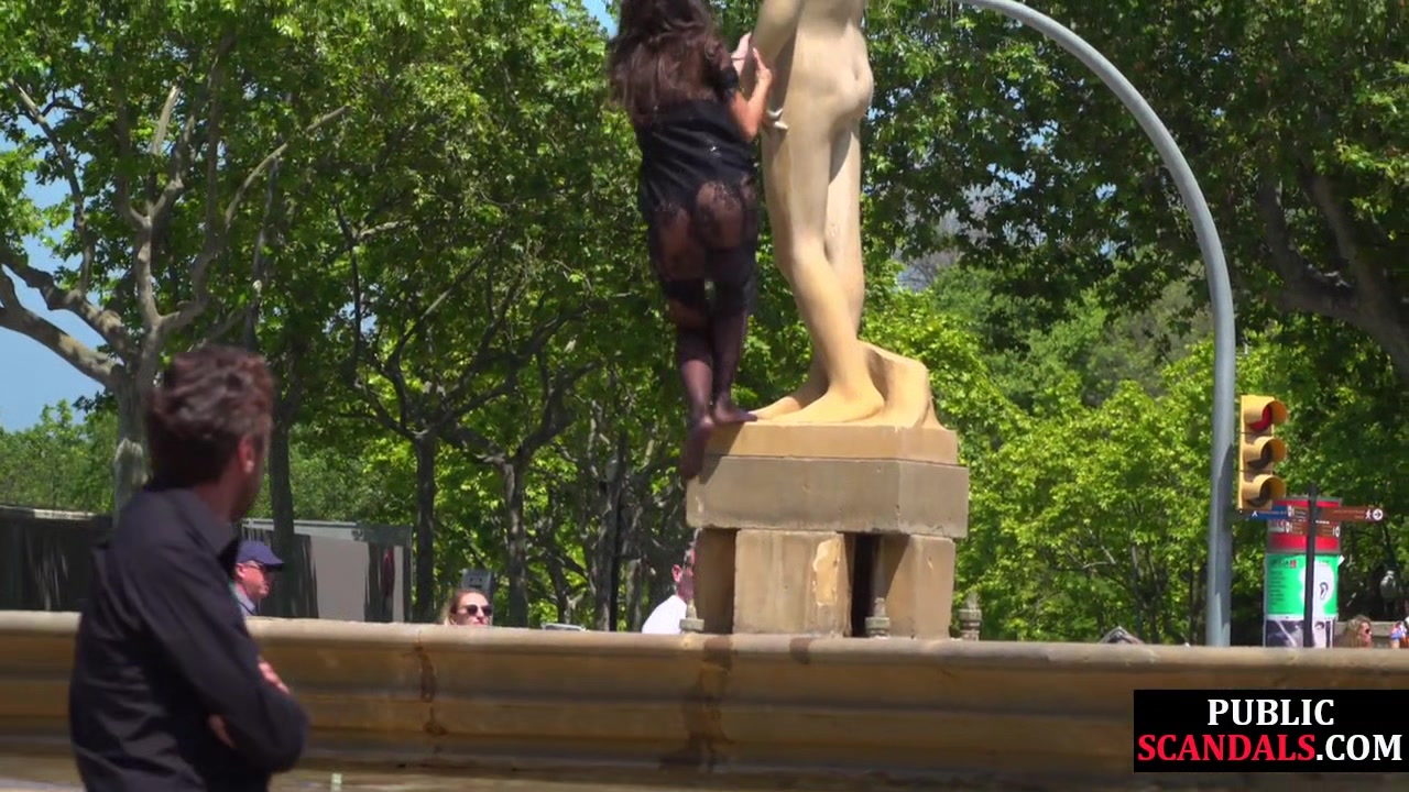 Real public threesome at a park with insatiable kinky slut
