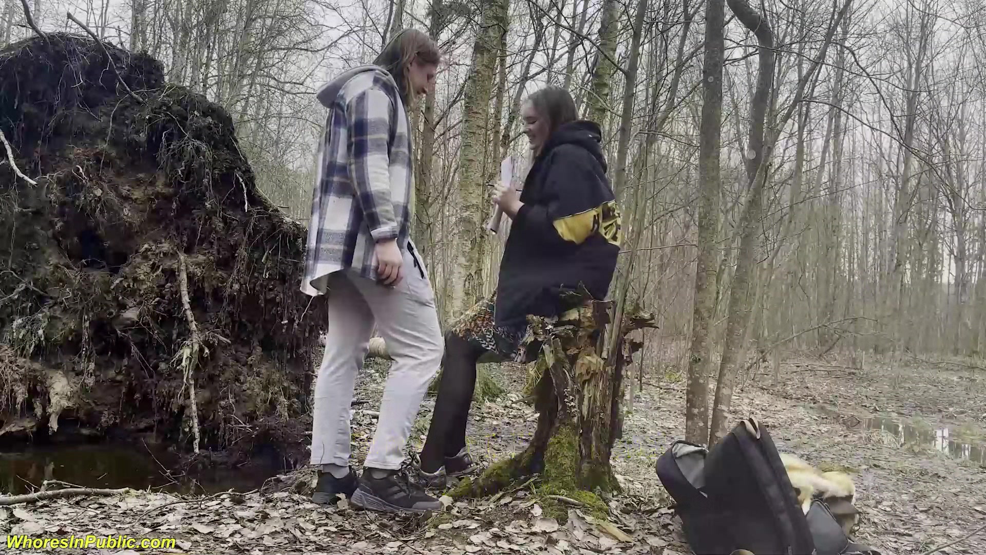 busty girl rough fucked in the forest