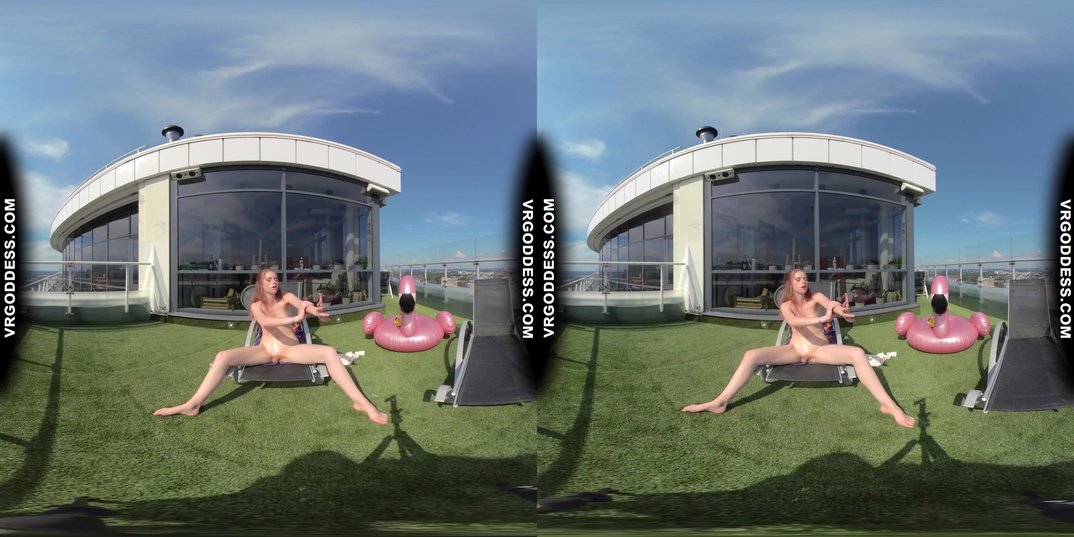 Summertime Naked Teen Sunbathing Babe Margarita Enjoying Herself In Bubbles In Sun