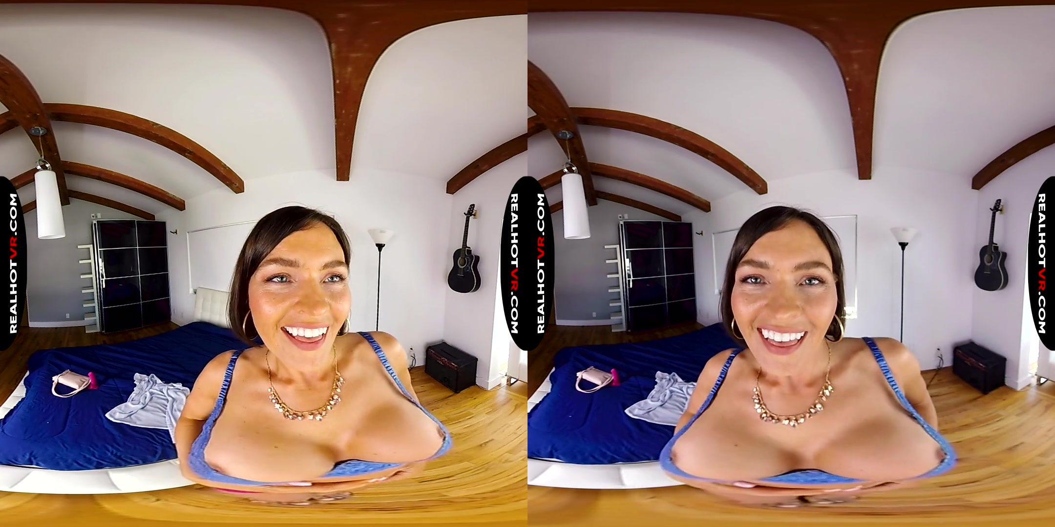 Krissy Lynn in Fucking & Sucking My Big Tit Stepmom Behind Step dads Back - RealHotVR