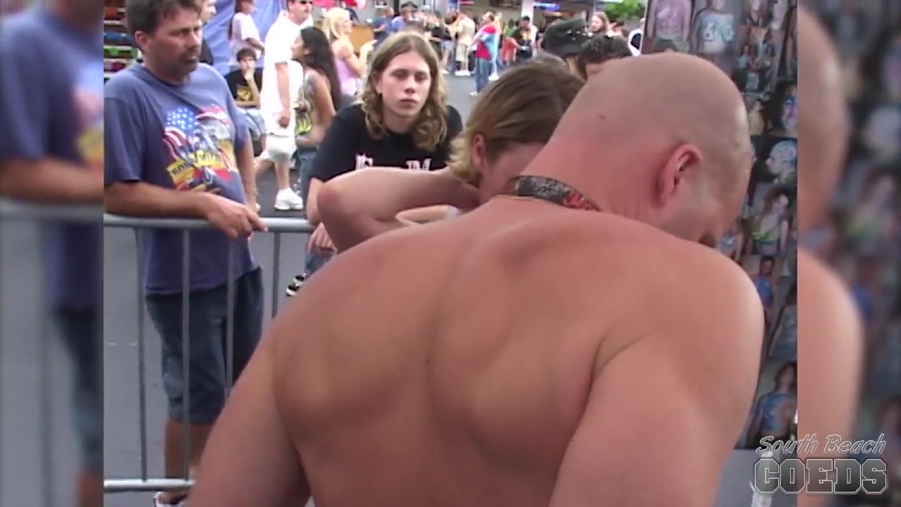Some Chicks Getting Their Tits Body Painted On Duval Street Key West - SouthBeachCoeds